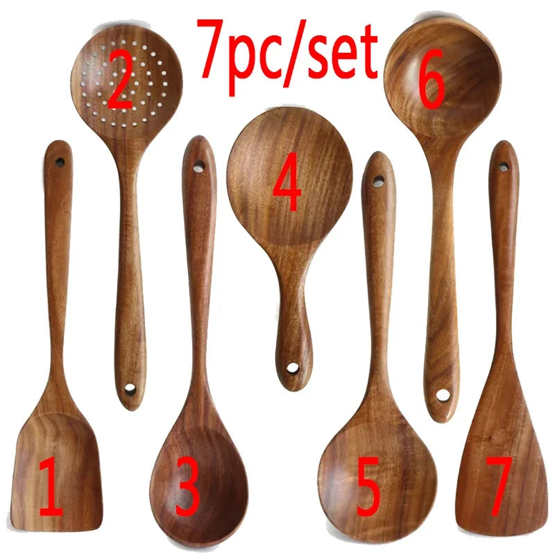 3-4-5 Teak Wood Set: Geometric Culinary Tools