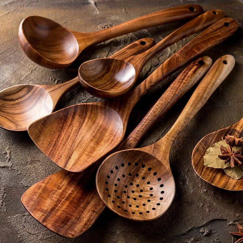 3-4-5 Teak Wood Set: Geometric Culinary Tools