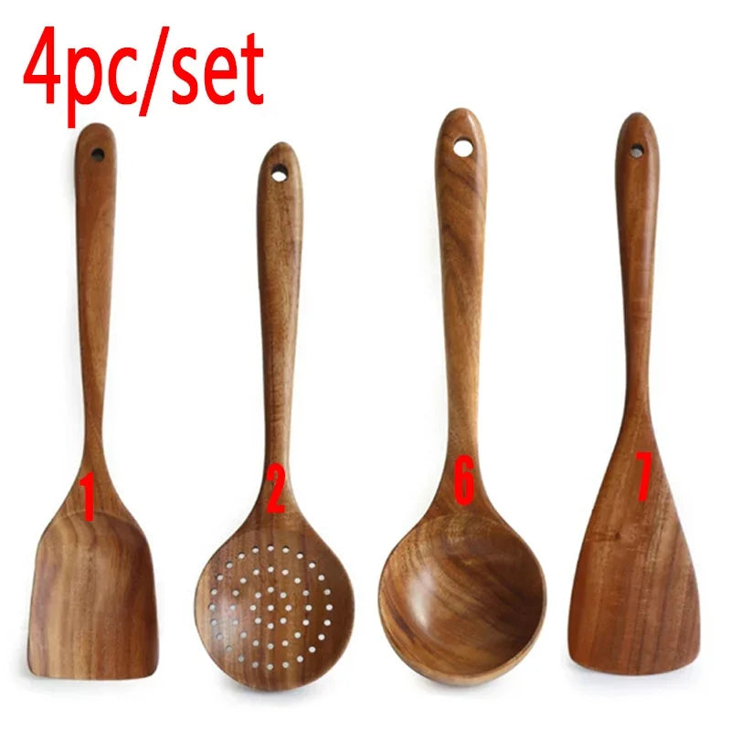 3-4-5 Teak Wood Set: Geometric Culinary Tools
