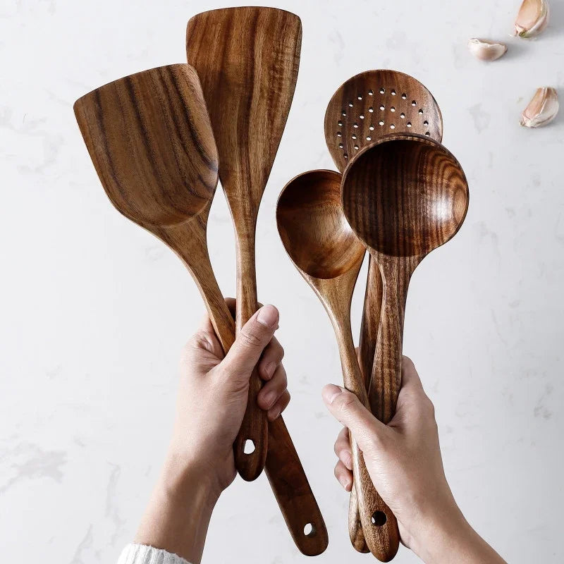 3-4-5 Teak Wood Set: Geometric Culinary Tools