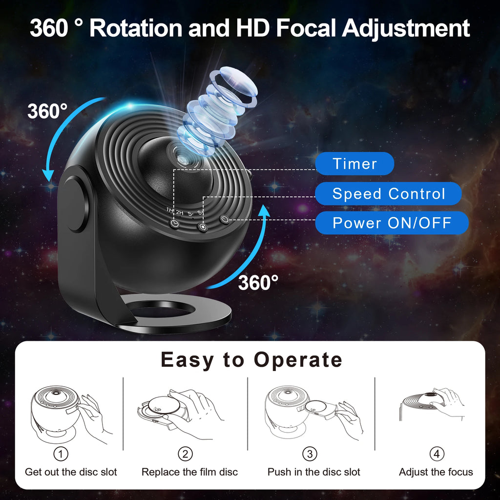 3-4-5 Star Galaxy Projector
