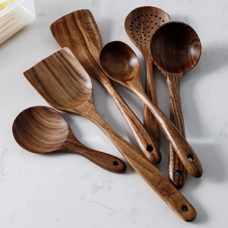 3-4-5 Teak Wood Set: Geometric Culinary Tools