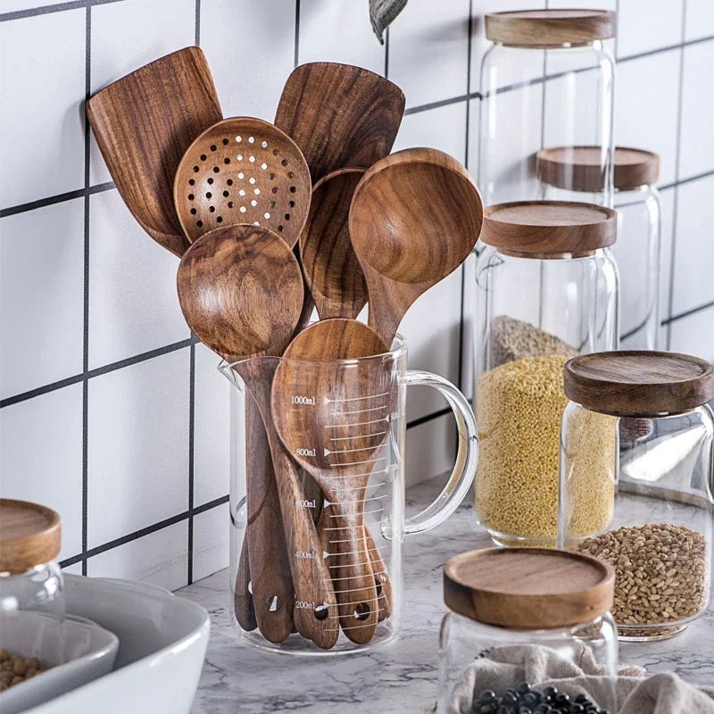 3-4-5 Teak Wood Set: Geometric Culinary Tools